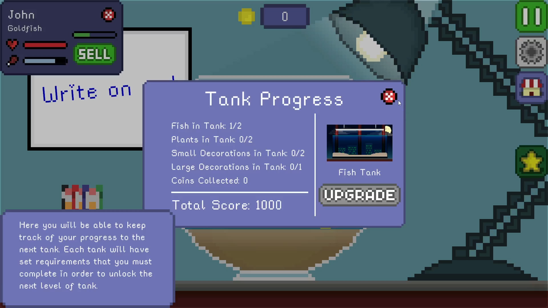 My Fish Tank Progress Menu